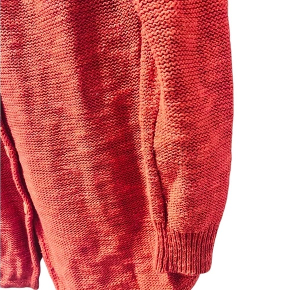 Sparrow Anthropologie Linen Button Back Burnt Orange Tunic Sweater Size Small - Picture 6 of 6